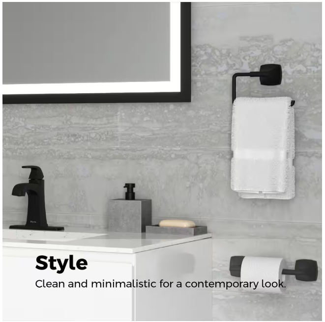 Pfister Bellance 3-Piece Bath Hardware Set with 18 in. Towel Bar Towel Ring and Toilet Paper Holder in Matte Black