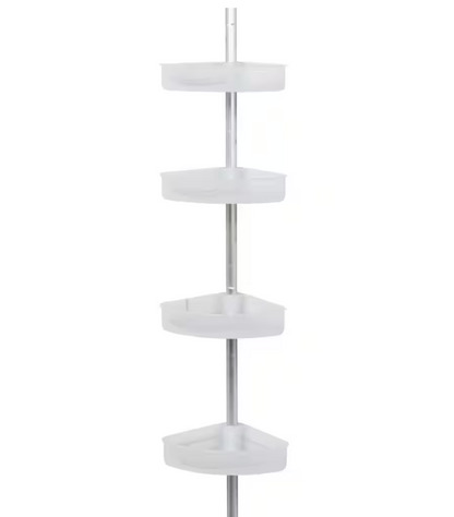 Zenna Home Tension Pole Rust Resistant Corner Shower Caddy in Satin Chrome