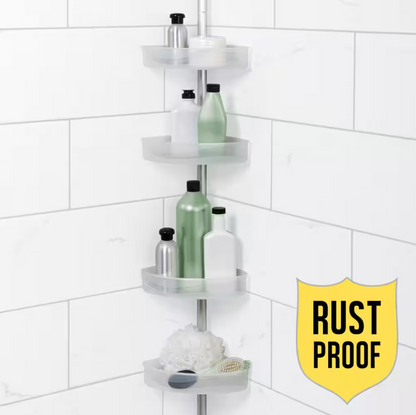 Zenna Home Tension Pole Rust Resistant Corner Shower Caddy in Satin Chrome