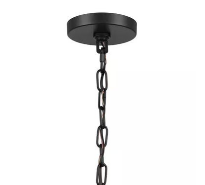 Home Decorators Collection Bakerston 1-Light Matte Black Hanging Pendant with Clear Glass Shade