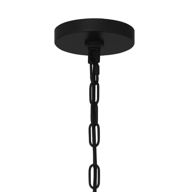 Home Decorators Collection Bakerston 1-Light Matte Black Hanging Pendant with Clear Glass Shade