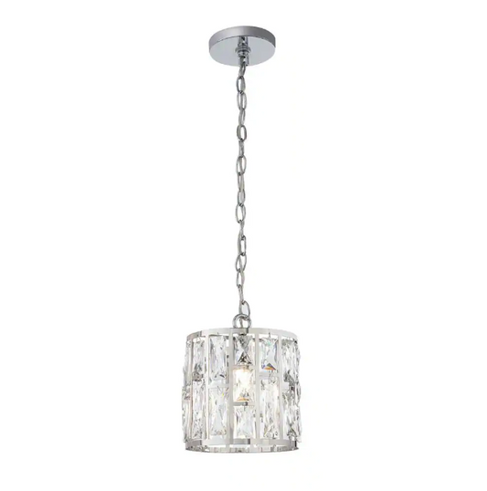 Home Decorators Collection Kristella 1-Light Chrome Crystal Pendant Light