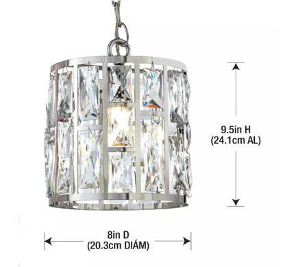 Home Decorators Collection Kristella 1-Light Chrome Crystal Pendant Light