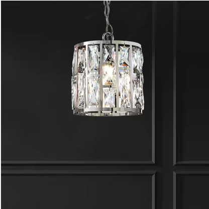 Home Decorators Collection Kristella 1-Light Chrome Crystal Pendant Light