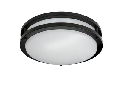Commercial Electric 15 in. Matte Black Orbit LED Flush Mount Ceiling Light Night Light 1600 Lumens Adjust Color Temperatures