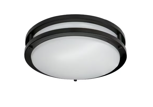 Commercial Electric 15 in. Matte Black Orbit LED Flush Mount Ceiling Light Night Light 1600 Lumens Adjust Color Temperatures