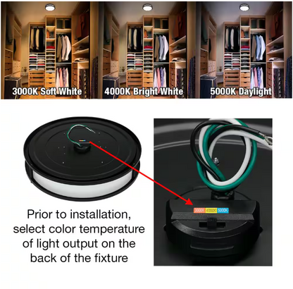 Commercial Electric 15 in. Matte Black Orbit LED Flush Mount Ceiling Light Night Light 1600 Lumens Adjust Color Temperatures