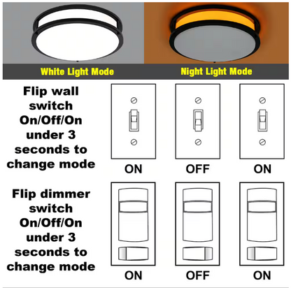Commercial Electric 15 in. Matte Black Orbit LED Flush Mount Ceiling Light Night Light 1600 Lumens Adjust Color Temperatures