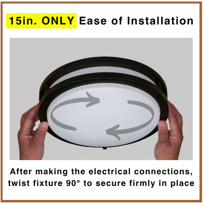 Commercial Electric 15 in. Matte Black Orbit LED Flush Mount Ceiling Light Night Light 1600 Lumens Adjust Color Temperatures