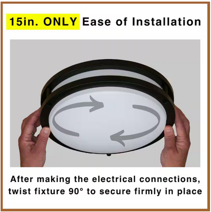 Commercial Electric 15 in. Matte Black Orbit LED Flush Mount Ceiling Light Night Light 1600 Lumens Adjust Color Temperatures