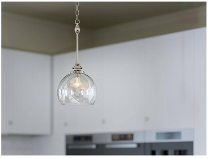 KICHLER Lecelles 1-Light Polished Nickel Traditional Globe Kitchen Pendant Hanging Light with Clear Glass Shade