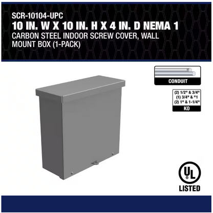 Southwire N3R 10 in. 4 in. D x W x 10 in. H Carbon Steel Gray Screw-Cover Wall Mount Box