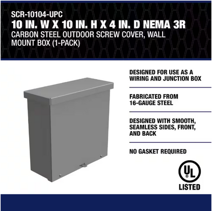 Southwire N3R 10 in. 4 in. D x W x 10 in. H Carbon Steel Gray Screw-Cover Wall Mount Box