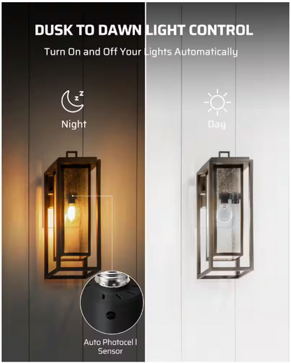 Dewenwils 100-Watt LED/CFL/Halogen/Incandescent Screw-In Dusk to Dawn Light Control Sensor Socket with Timer, Black (2-Pack)