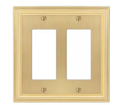 AMERELLE Hallcrest 2 Gang Rocker Metal Wall Plate - Satin Brass