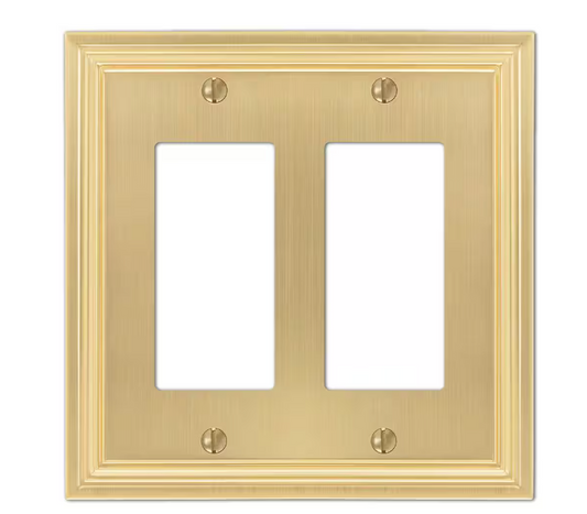 AMERELLE Hallcrest 2 Gang Rocker Metal Wall Plate - Satin Brass