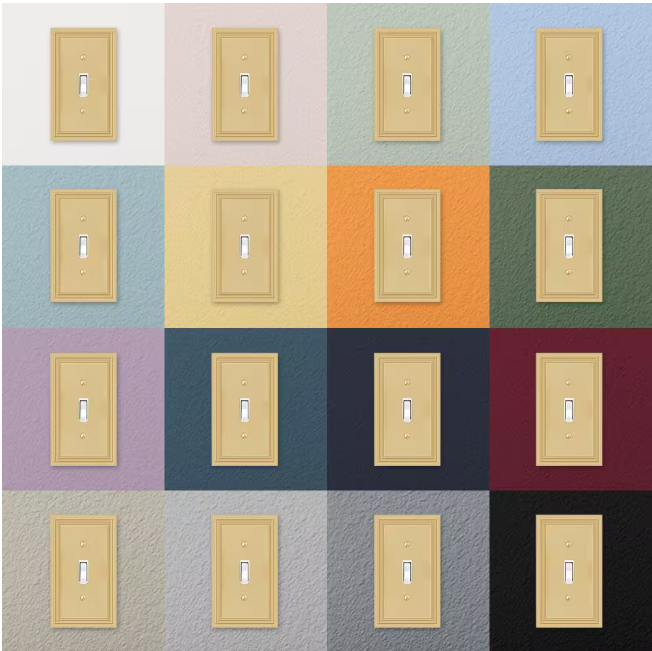 AMERELLE Hallcrest 2 Gang Rocker Metal Wall Plate - Satin Brass