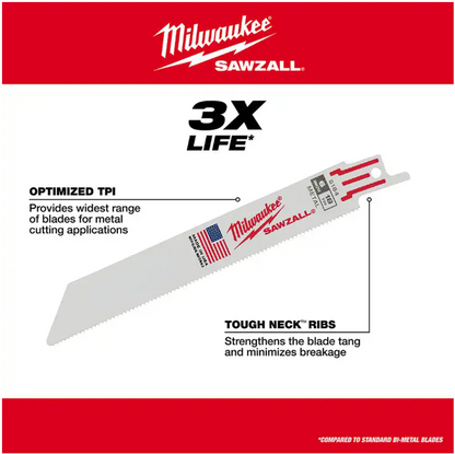 Milwaukee SAWZALL Demolition Nail-Embedded Wood and Metal Cutting Bi-Metal Reciprocating Saw Blade Set (13 Piece)