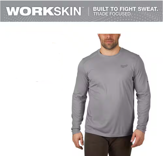 Milwaukee Men's Work Skin 2XL Gray Light Weight Performance Long-Sleeve T-Shirt