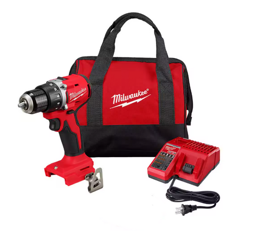 Milwaukee M18 18V Lithium-Ion Brushless Cordless 1/2 in. Compact Drill/Driver (Tool, Charger & Bag)-Only)