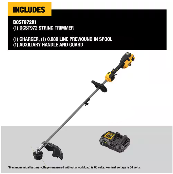 DEWALT FLEXVOLT 60V MAX 17 in. Cordless Battery Powered Attachment Capable Trimmer Kit with Charger
