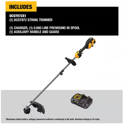 DEWALT FLEXVOLT 60V MAX 17 in. Cordless Battery Powered Attachment Capable Trimmer Kit with Charger