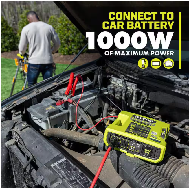 RYOBI ONE+ 18V 1000-Watt Max 12-Volt Automotive Power Inverter