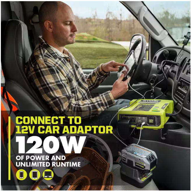 RYOBI ONE+ 18V 1000-Watt Max 12-Volt Automotive Power Inverter