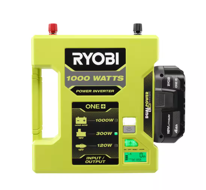 RYOBI ONE+ 18V 1000-Watt Max 12-Volt Automotive Power Inverter