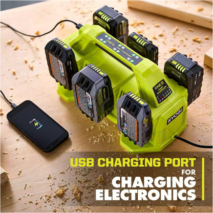 RYOBI ONE+ 18V 6-Port Fast Charger