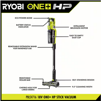 RYOBI ONE+ HP 18V Cordless Pet Stick Vacuum Cleaner (Tool Only)