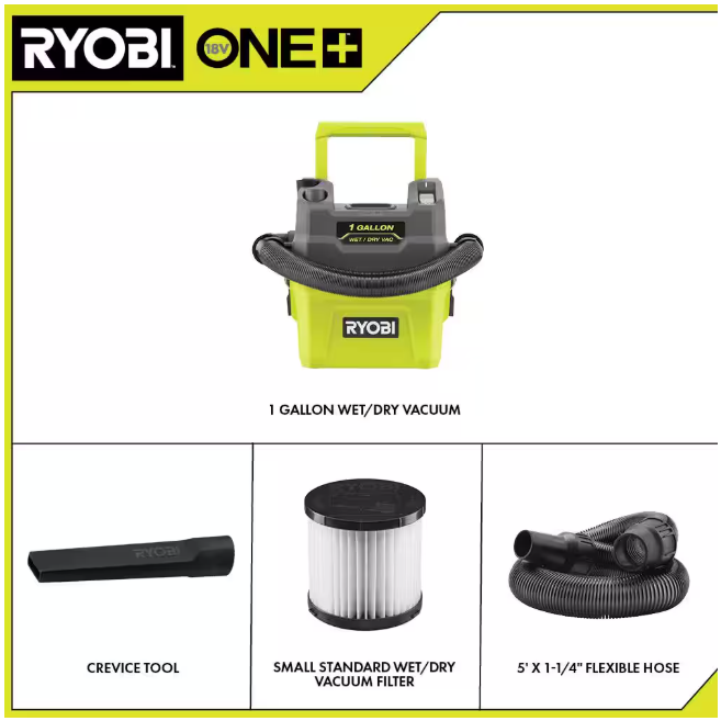 RYOBI ONE+ 18V Cordless 1 Gal. Wet/Dry Vacuum (Tool Only)