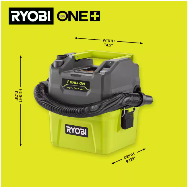 RYOBI ONE+ 18V Cordless 1 Gal. Wet/Dry Vacuum (Tool Only)