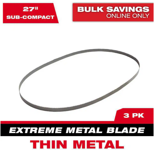 Milwaukee 27 in. 12/14 TPI Sub Compact Extreme Thin Metal Cutting Band Saw Blade (3-Pack) For M12 Bandsaw