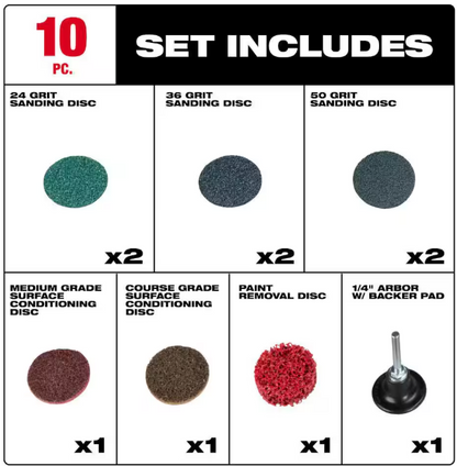 Milwaukee 2 in. Quick Change Disc Kit (10-Pieces)