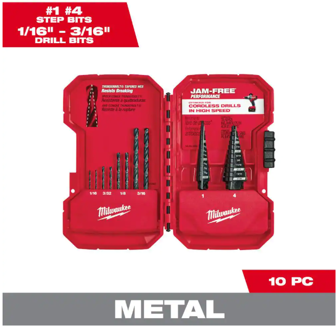 Milwaukee Black Oxide Step Drill Bit Set (10-Piece)