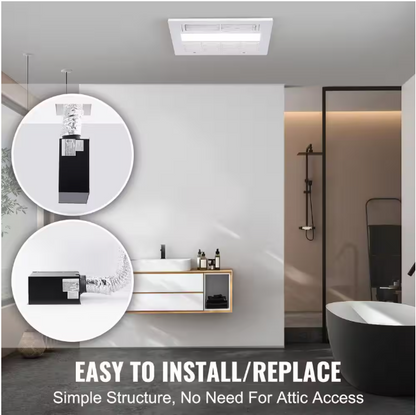 SKYSHALO 110 CFM Bathroom Exhaust Fan 1500-Watt Heating Energy-Saving Bathroom Ceiling Fan, Low Noise Operation, Energy-Saving