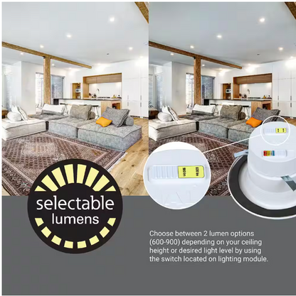 HALO RL4 Series 4-inch recessed LED retrofit module Selectable CCT and Lumens, Integrated LED Matte white