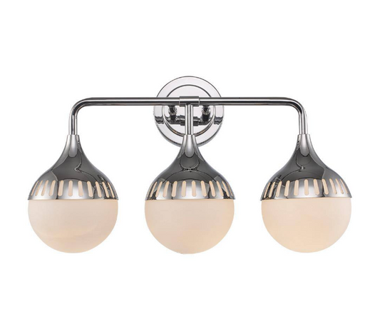 Monteaux Lighting 3-Light Chrome Bathroom Vanity Light Fixture with Opal Glass Shades
