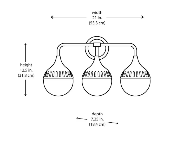 Monteaux Lighting 3-Light Chrome Bathroom Vanity Light Fixture with Opal Glass Shades