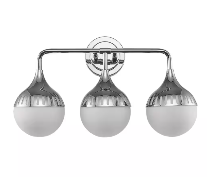 Monteaux Lighting 3-Light Chrome Bathroom Vanity Light Fixture with Opal Glass Shades