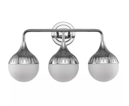 Monteaux Lighting 3-Light Chrome Bathroom Vanity Light Fixture with Opal Glass Shades