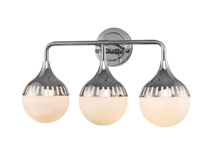 Monteaux Lighting 3-Light Chrome Bathroom Vanity Light Fixture with Opal Glass Shades
