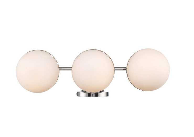 Monteaux Lighting 3-Light Chrome Bathroom Vanity Light Fixture with Opal Glass Shades