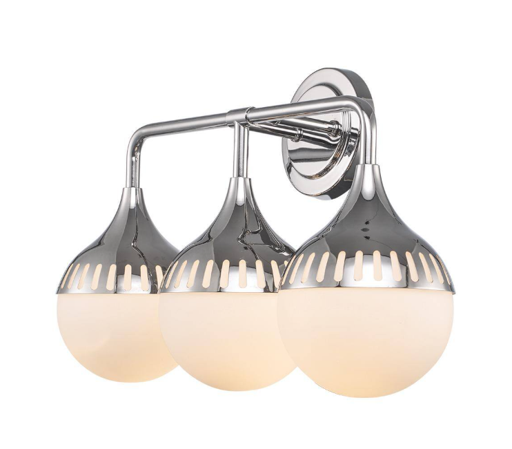 Monteaux Lighting 3-Light Chrome Bathroom Vanity Light Fixture with Opal Glass Shades