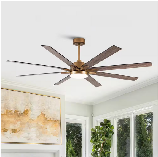 matrix decor 65 in. LED Indoor Gold DC Motor Ceiling Fan with Light and Remote Control, Reversible Blades