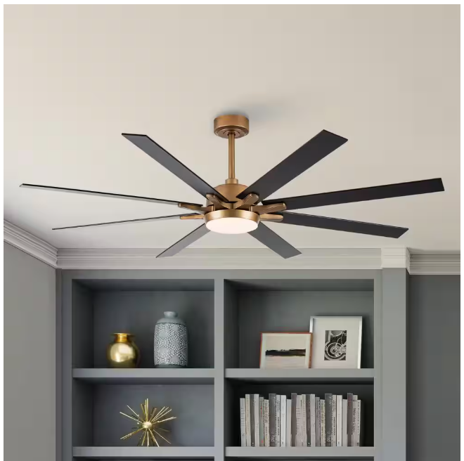 matrix decor 65 in. LED Indoor Gold DC Motor Ceiling Fan with Light and Remote Control, Reversible Blades