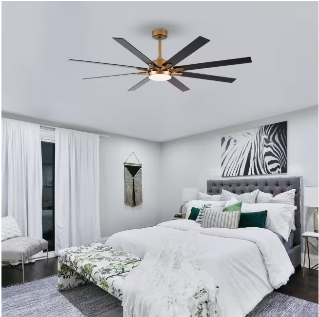 matrix decor 65 in. LED Indoor Gold DC Motor Ceiling Fan with Light and Remote Control, Reversible Blades
