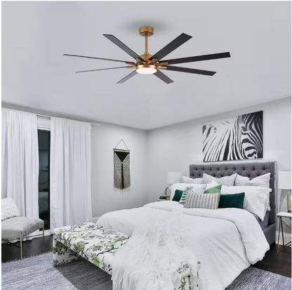matrix decor 65 in. LED Indoor Gold DC Motor Ceiling Fan with Light and Remote Control, Reversible Blades