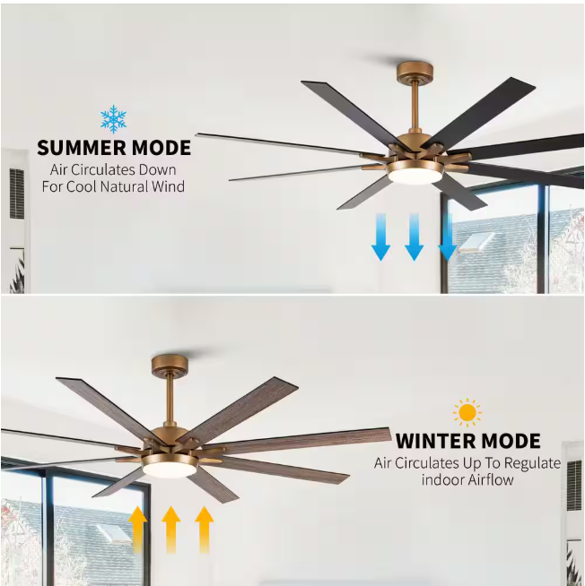 matrix decor 65 in. LED Indoor Gold DC Motor Ceiling Fan with Light and Remote Control, Reversible Blades